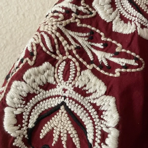 Anthropologie Burgundy Embroidered Midi Dress - Picture 8 of 9